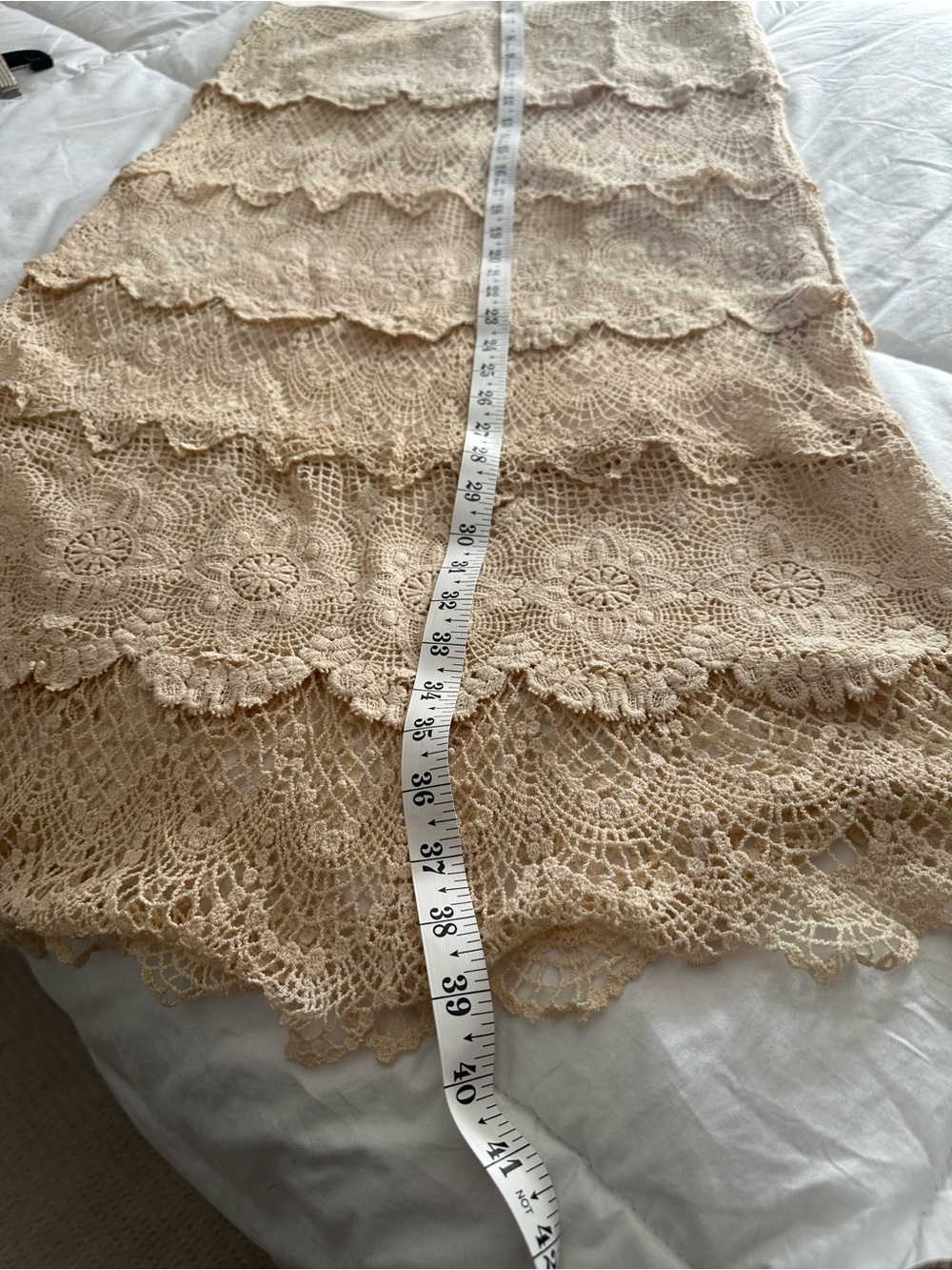 Solitaire NWT Crochet Lace Maxi Skirt Creamy Tan size large - Picture 9 of 12